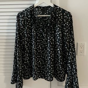 J Crew Floral Blouse Top Half-Button Up Long Sleeve